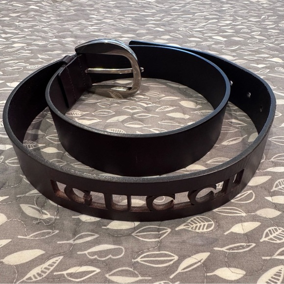GUCCI Brown Leather Belt with Silver Buckle, size 38 - Picture 4 of 11